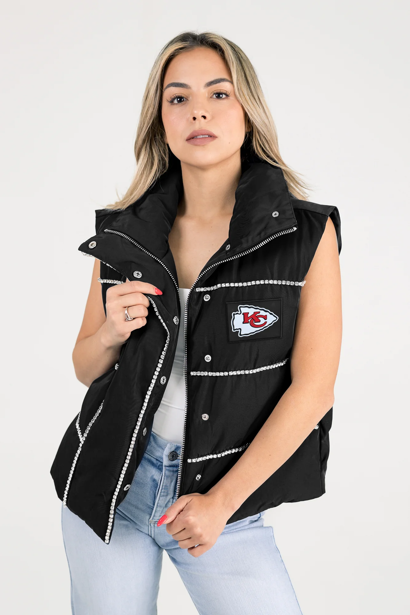 KANSAS CITY CHIEFS MAKE IT SHINE RHINESTONE DETAIL PUFFER VEST BY RANDI MAHOMES - Image 5