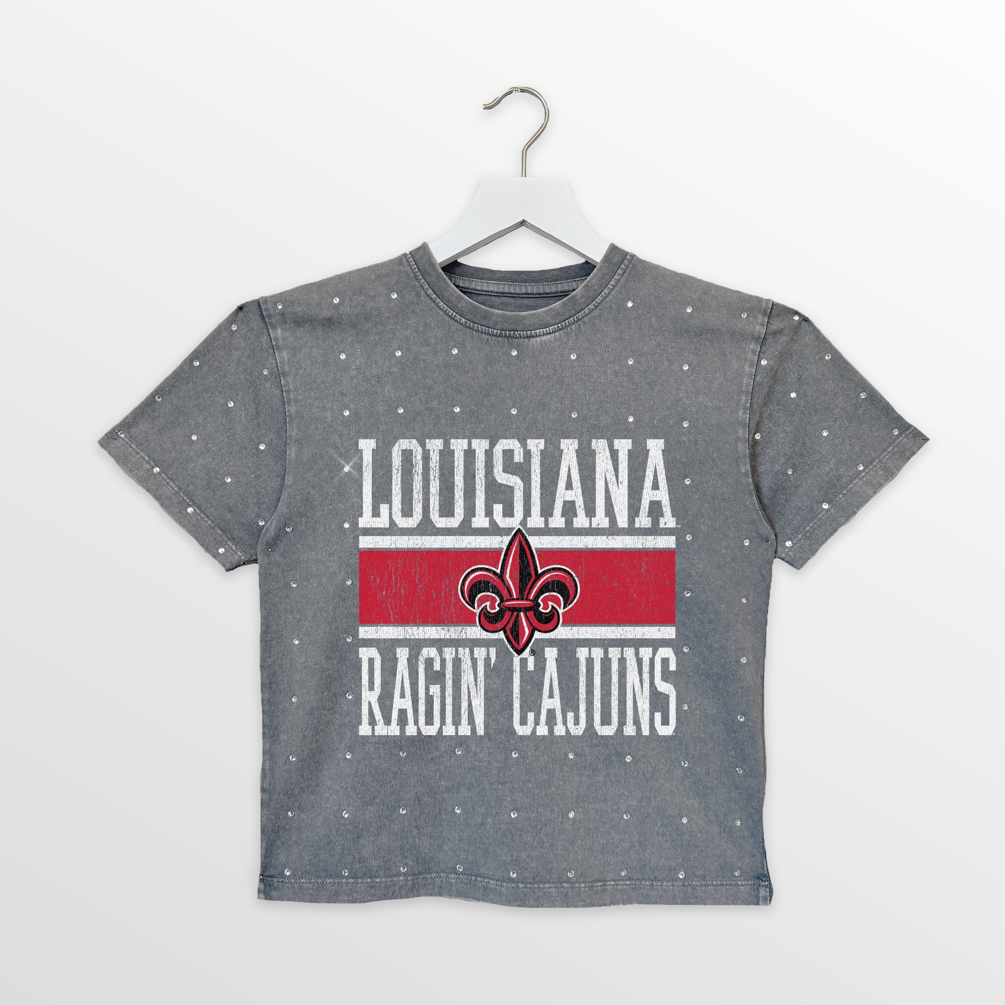 LOUISIANA RAGIN' CAJUNS ON THE BALL KIDS MINI RHINESTONE OVERSIZED TEE - Image 4
