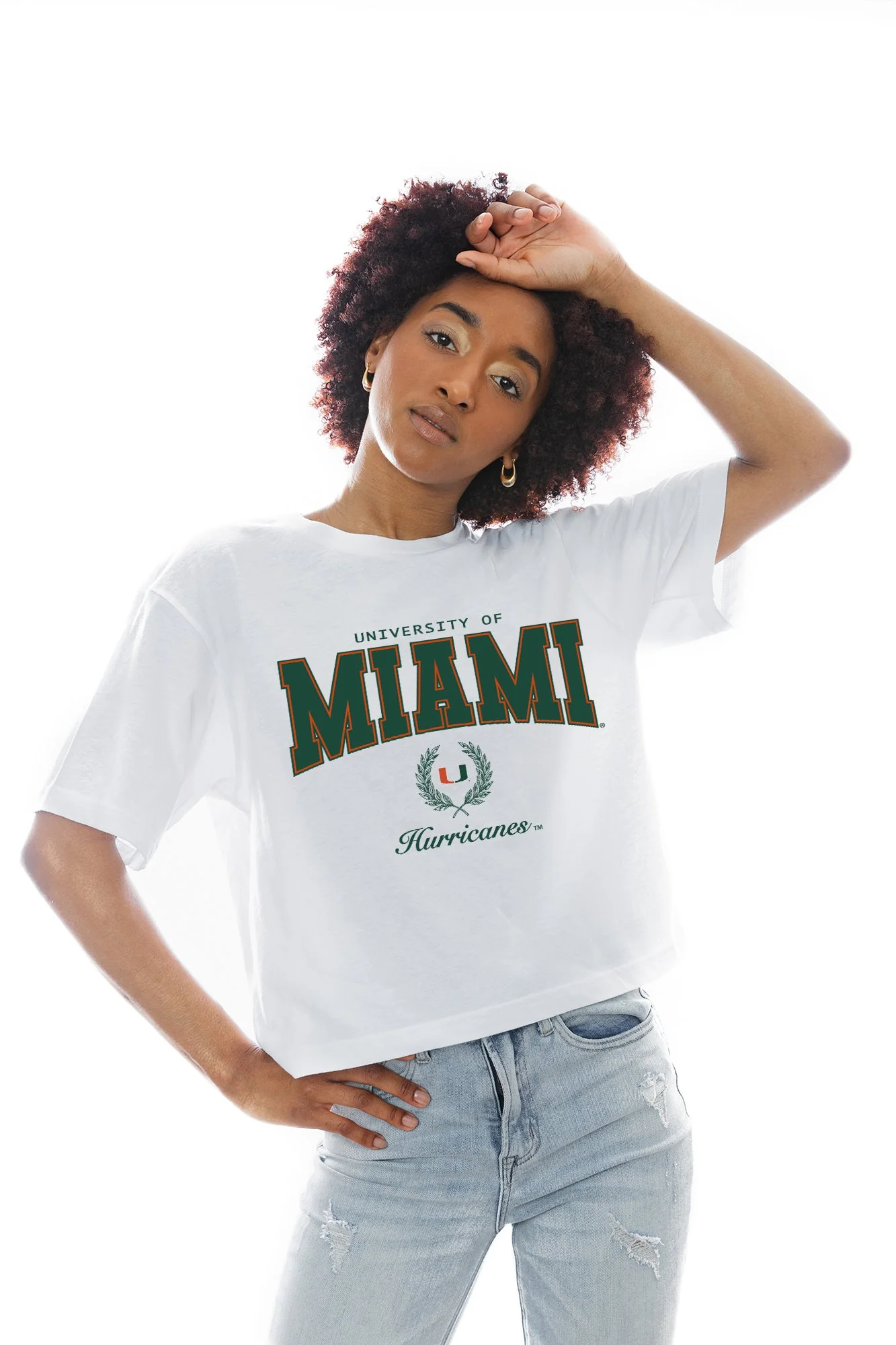 MIAMI HURRICANES EASY WIN BOXY FIT CROP TEE - Image 3