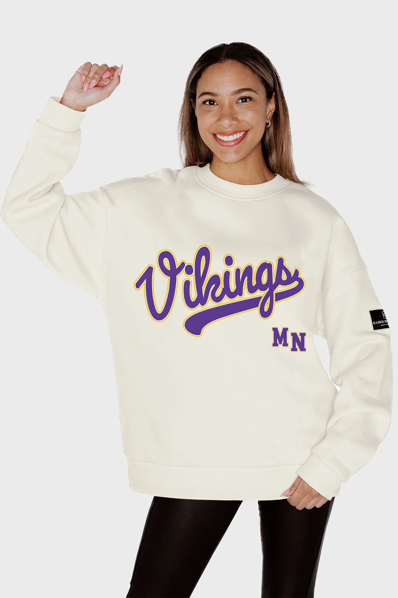 MINNESOTA VIKINGS CLUTCH MOVE BLACK LABEL PREMIUM FLEECE CREW SWEATSHIRT BY RANDI MAHOMES - Image 3