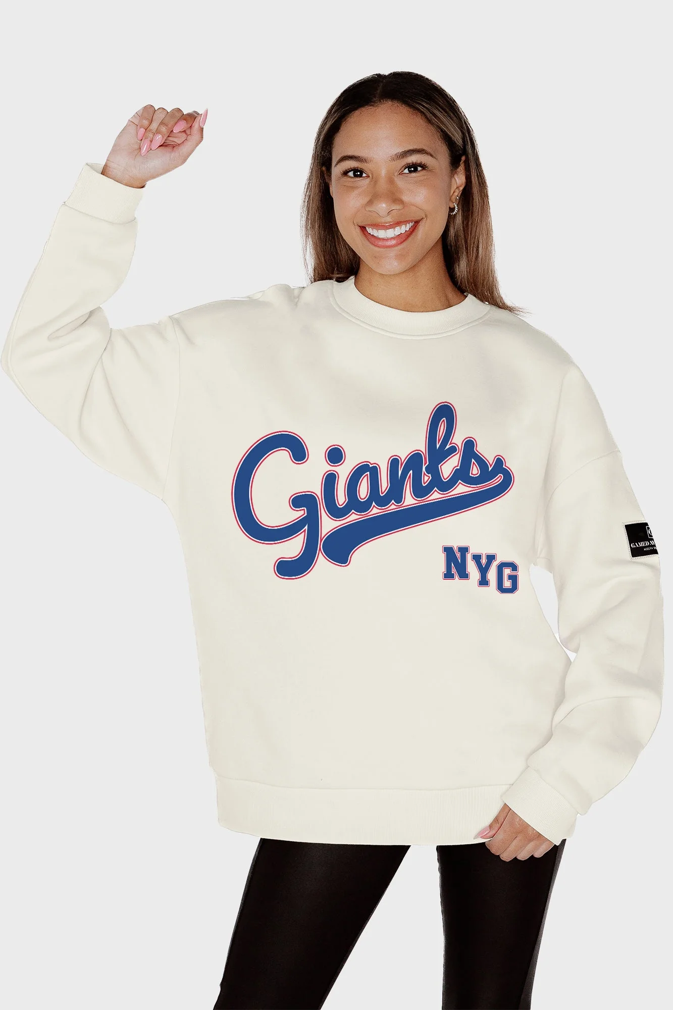 NEW YORK GIANTS CLUTCH MOVE BLACK LABEL PREMIUM FLEECE CREW SWEATSHIRT BY RANDI MAHOMES - Image 3