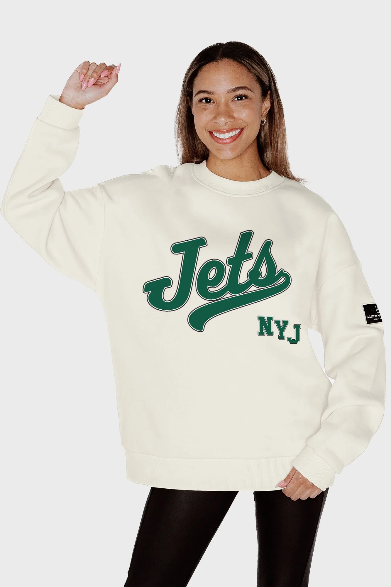 NEW YORK JETS CLUTCH MOVE BLACK LABEL PREMIUM FLEECE CREW SWEATSHIRT BY RANDI MAHOMES - Image 3