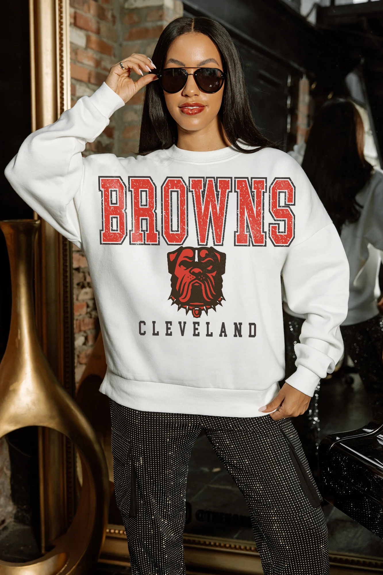 CLEVELAND BROWNS Sunday Drives Fleece Crewneck Pullover - Image 3
