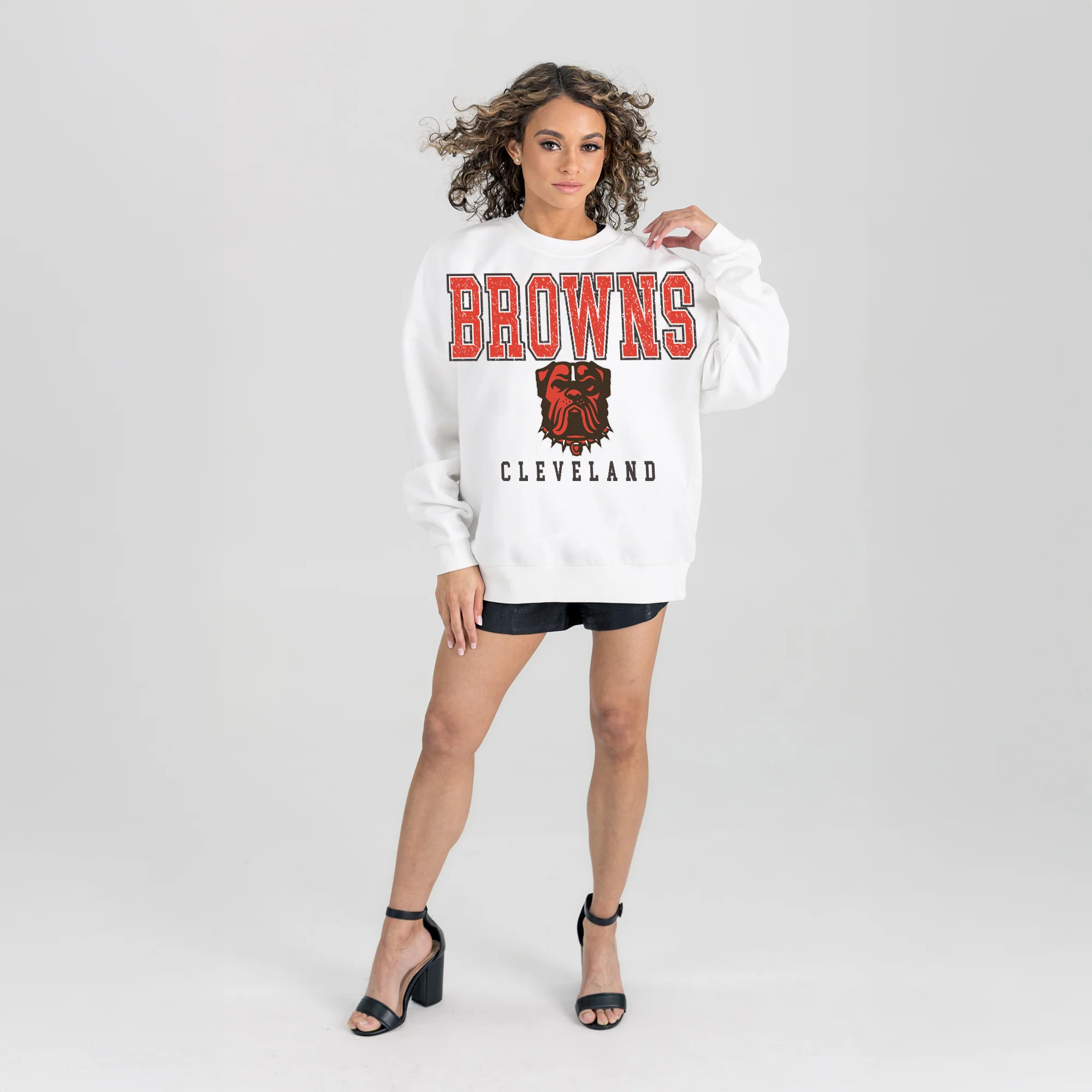 CLEVELAND BROWNS Sunday Drives Fleece Crewneck Pullover - Image 5
