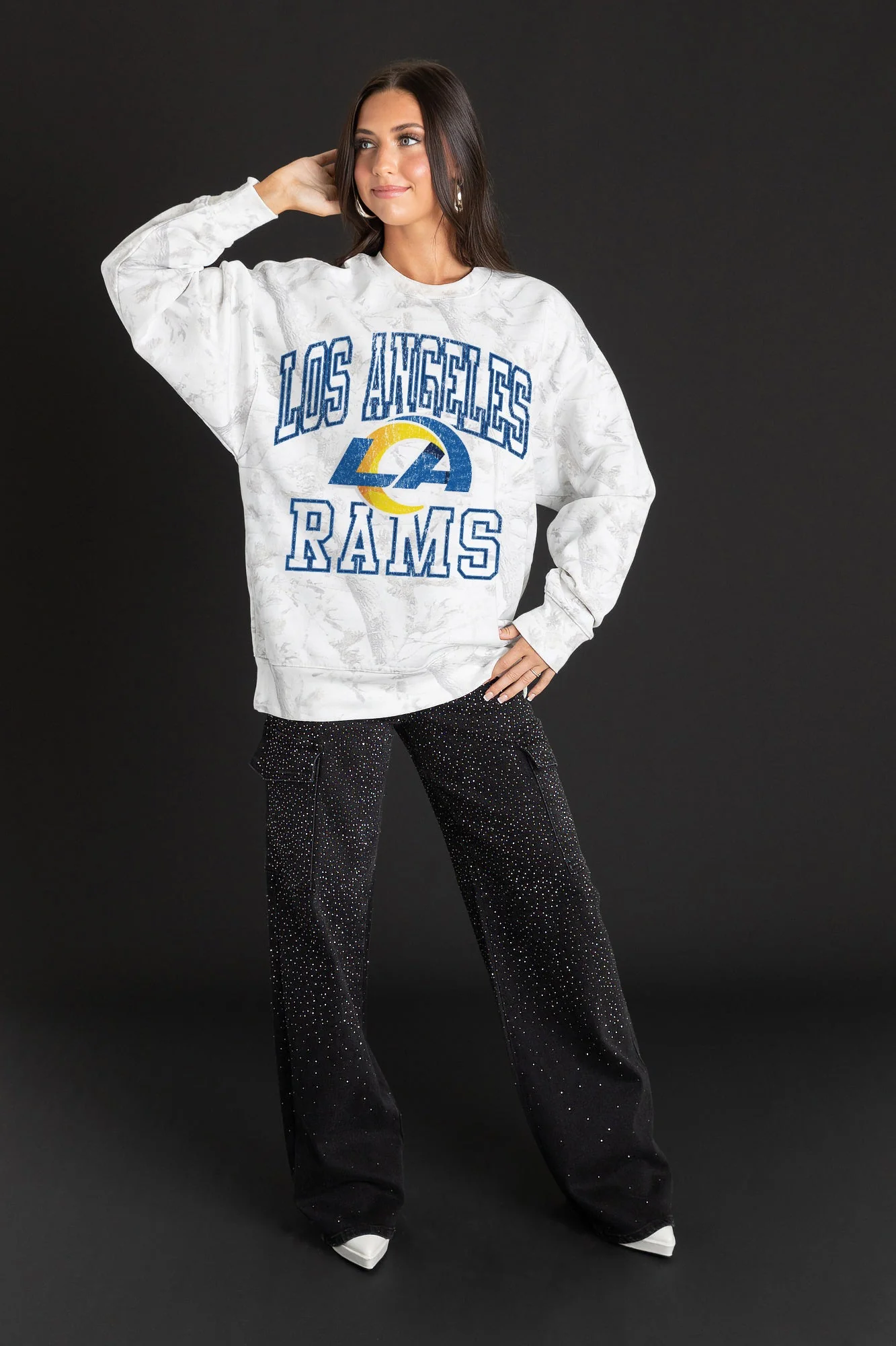 LOS ANGELES RAMS WHITEOUT PREMIUM DROP SHOULDER CAMO PULLOVER - Image 3