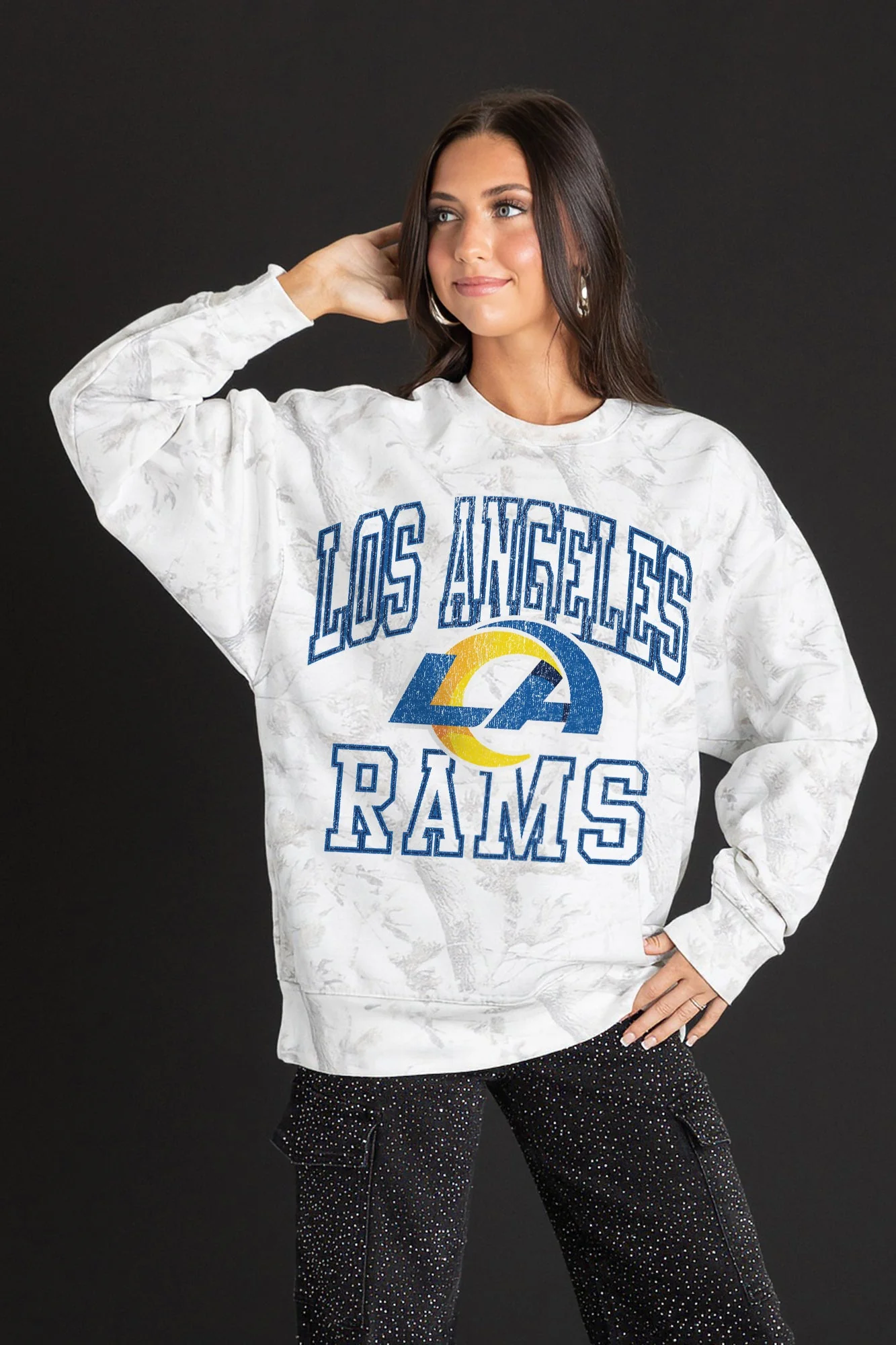 LOS ANGELES RAMS WHITEOUT PREMIUM DROP SHOULDER CAMO PULLOVER - Image 4