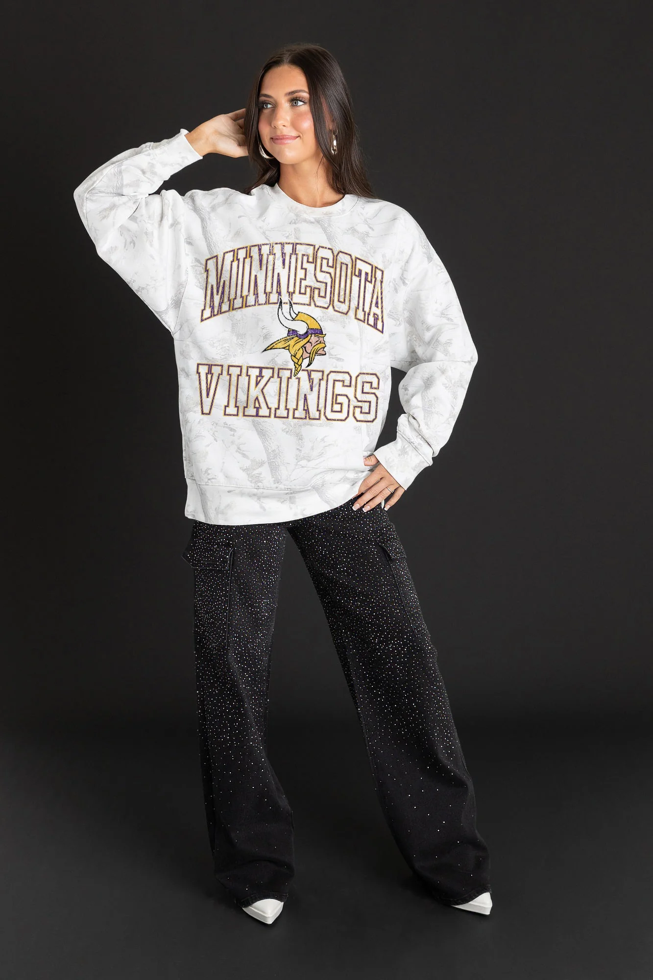 MINNESOTA VIKINGS WHITEOUT PREMIUM DROP SHOULDER CAMO PULLOVER - Image 3