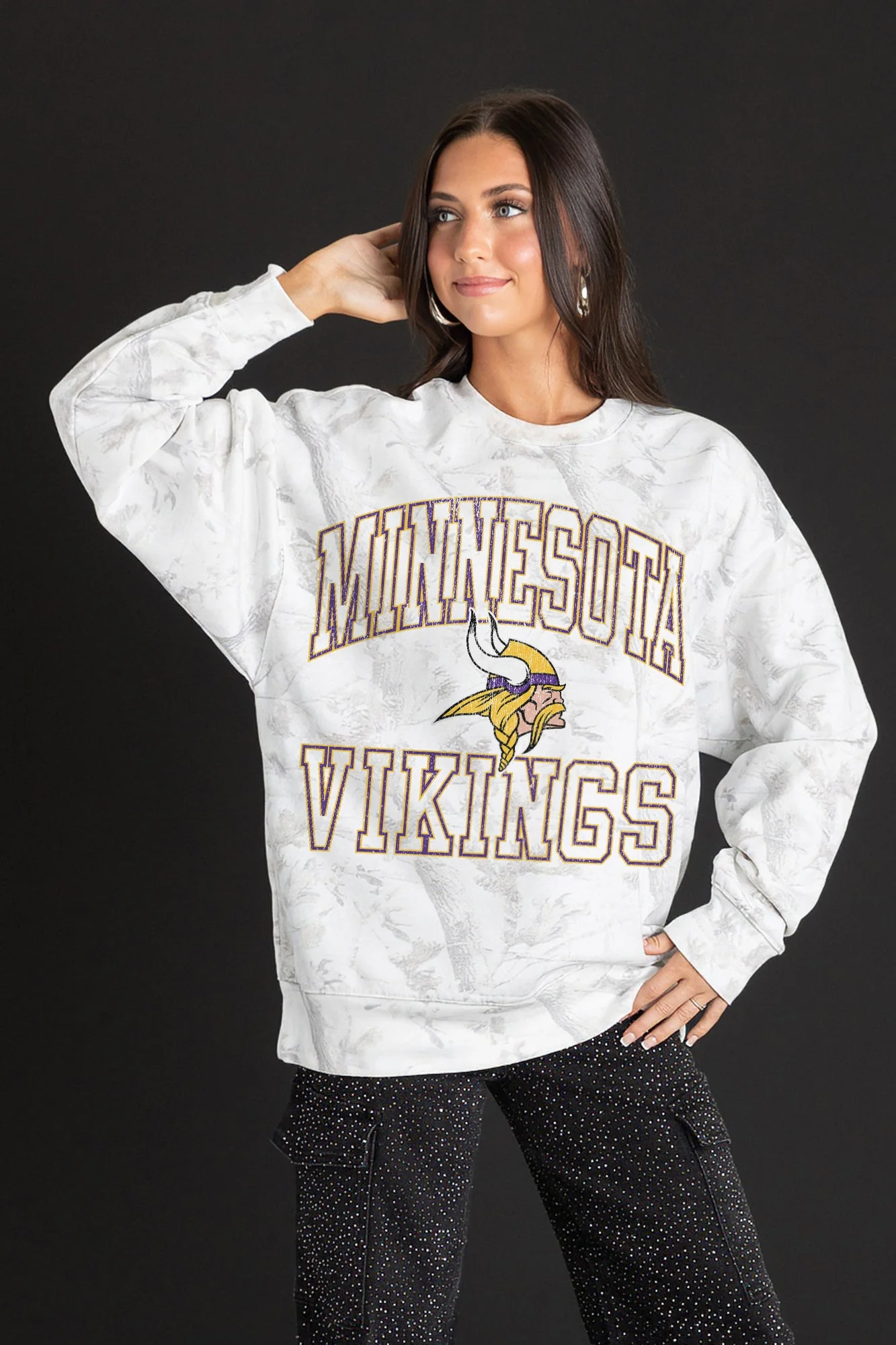 MINNESOTA VIKINGS WHITEOUT PREMIUM DROP SHOULDER CAMO PULLOVER - Image 4