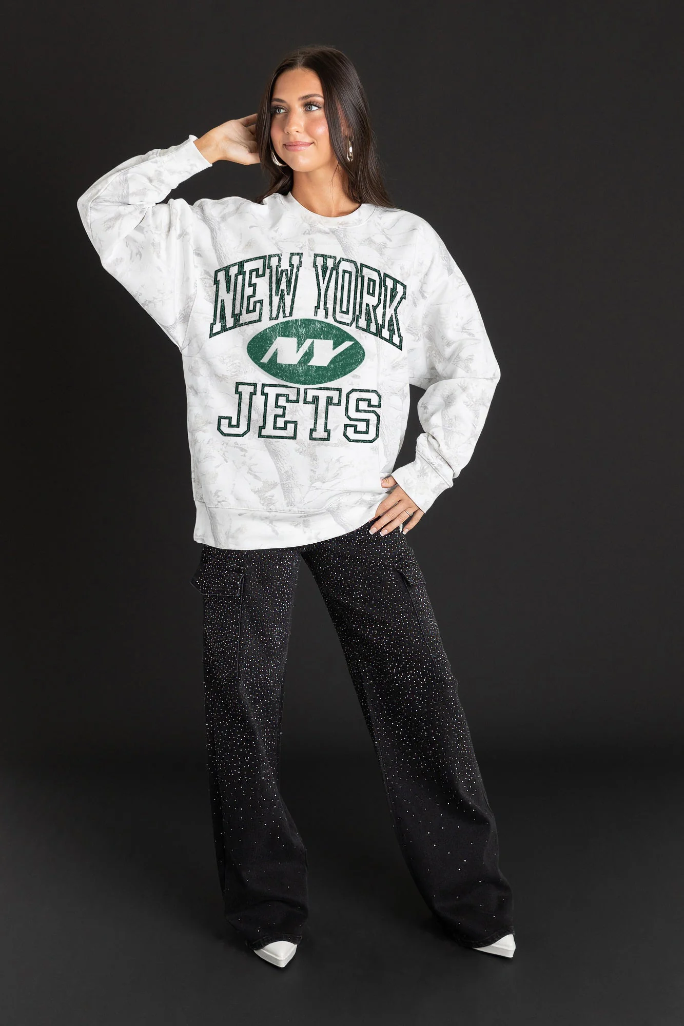 NEW YORK JETS WHITEOUT PREMIUM DROP SHOULDER CAMO PULLOVER - Image 3