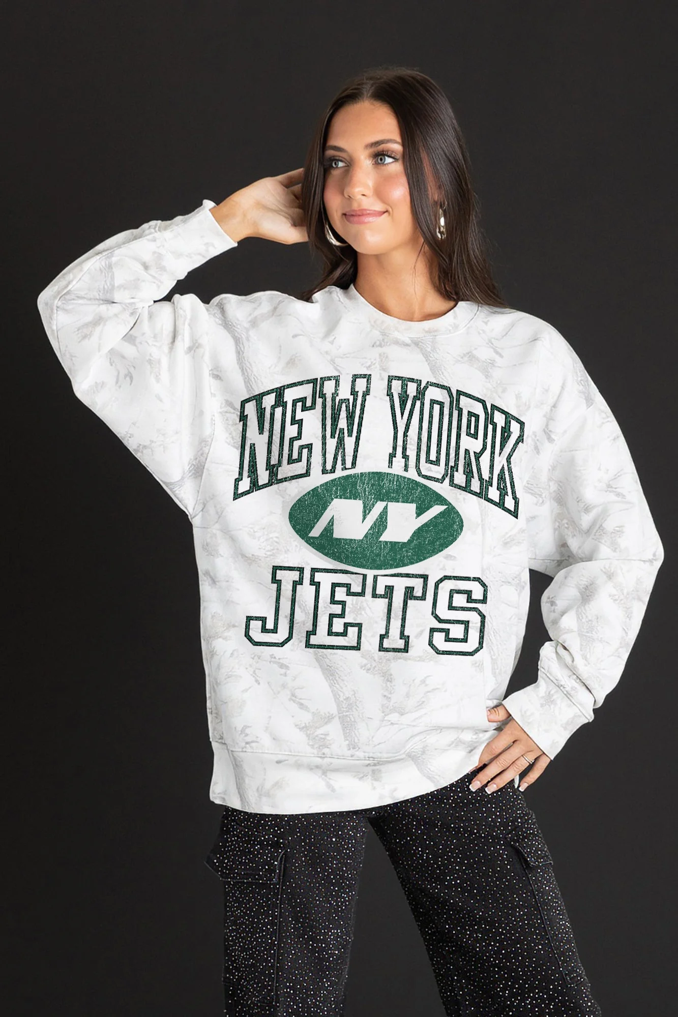 NEW YORK JETS WHITEOUT PREMIUM DROP SHOULDER CAMO PULLOVER - Image 4