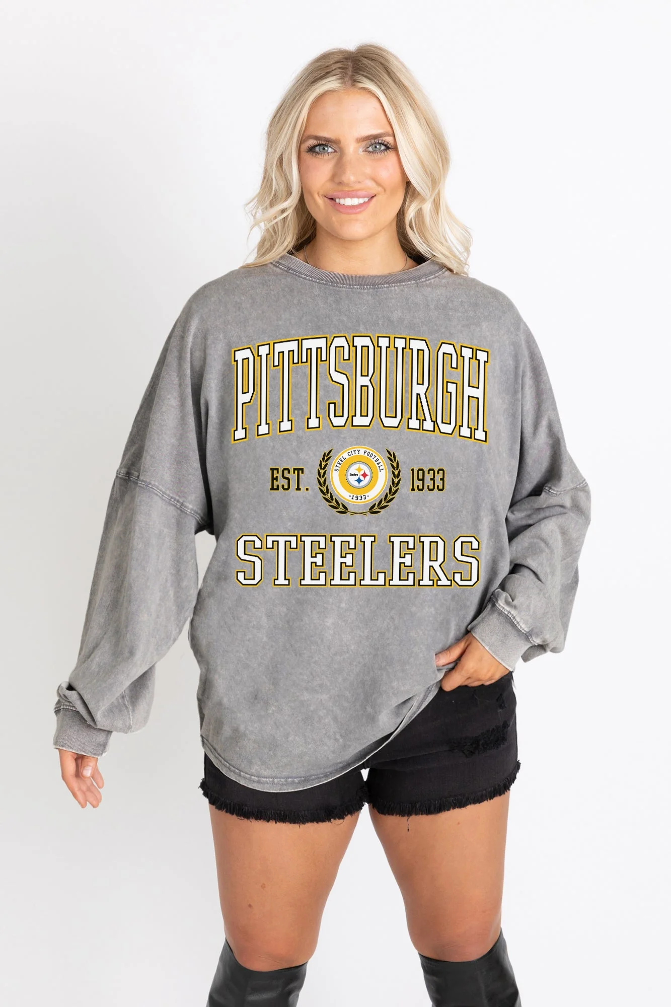 PITTSBURGH STEELERS FINAL SCORE FADED WASH PULLOVER - Image 6
