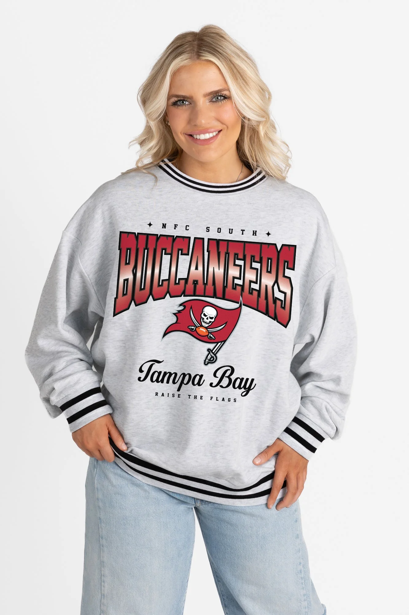 TAMPA BAY BUCCANEERS GRIDIRON DRIVE CREW FLEECE RINGER SWEATSHIRT - Image 5