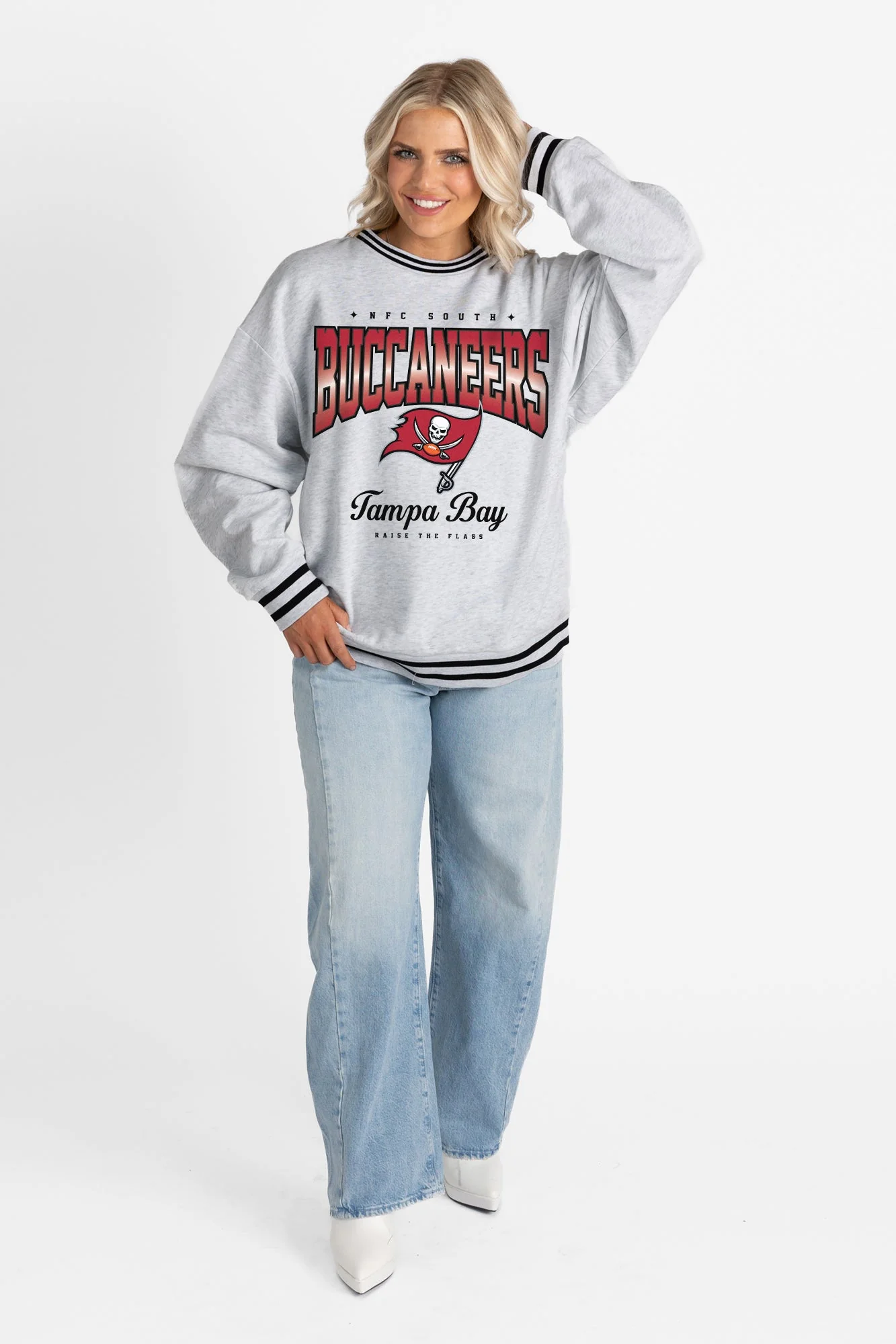 TAMPA BAY BUCCANEERS GRIDIRON DRIVE CREW FLEECE RINGER SWEATSHIRT - Image 6