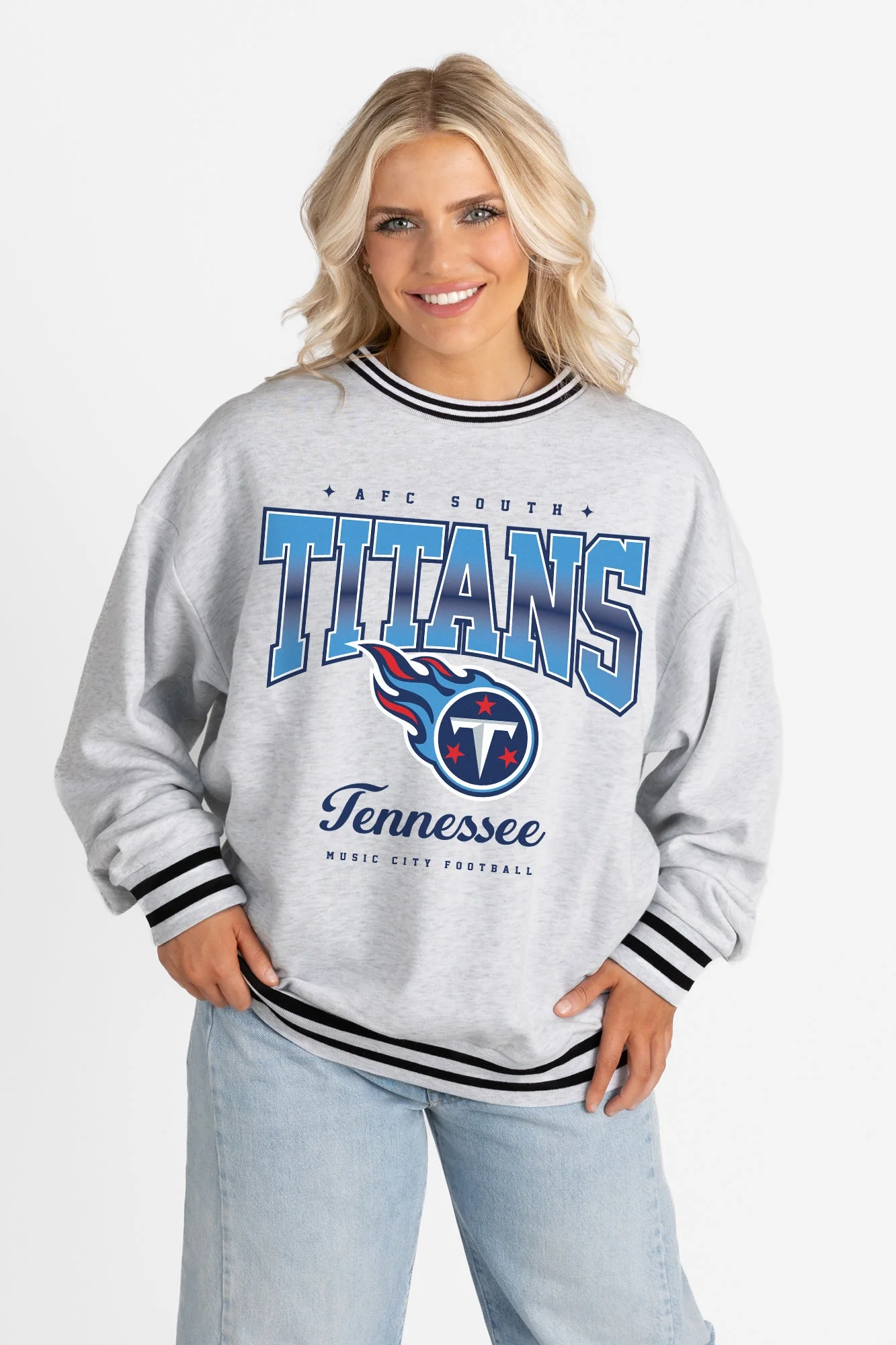 TENNESSEE TITANS GRIDIRON DRIVE CREW FLEECE RINGER SWEATSHIRT - Image 5
