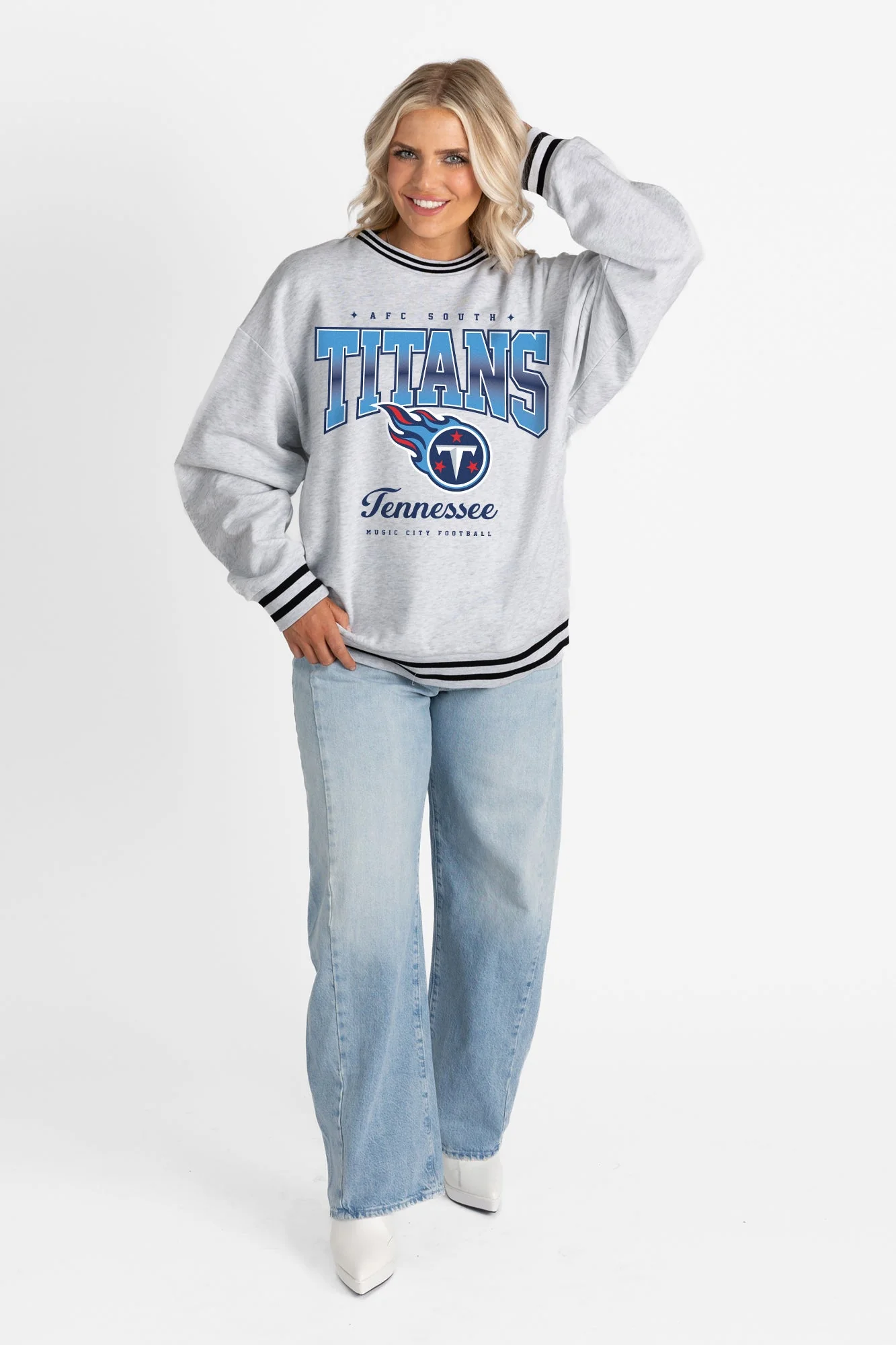 TENNESSEE TITANS GRIDIRON DRIVE CREW FLEECE RINGER SWEATSHIRT - Image 6