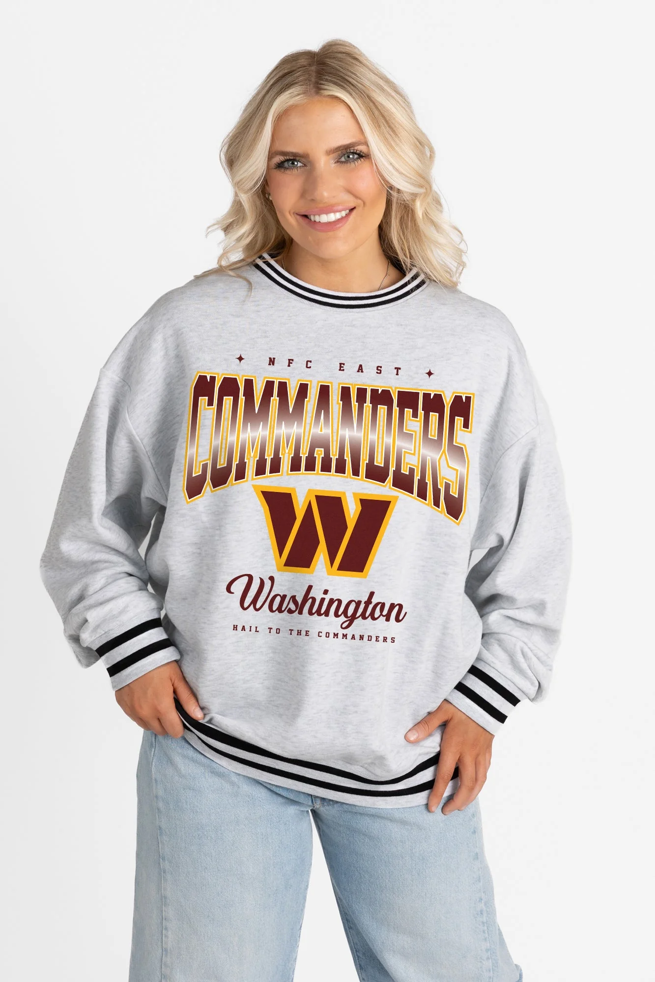 WASHINGTON COMMANDERS GRIDIRON DRIVE CREW FLEECE RINGER SWEATSHIRT - Image 5