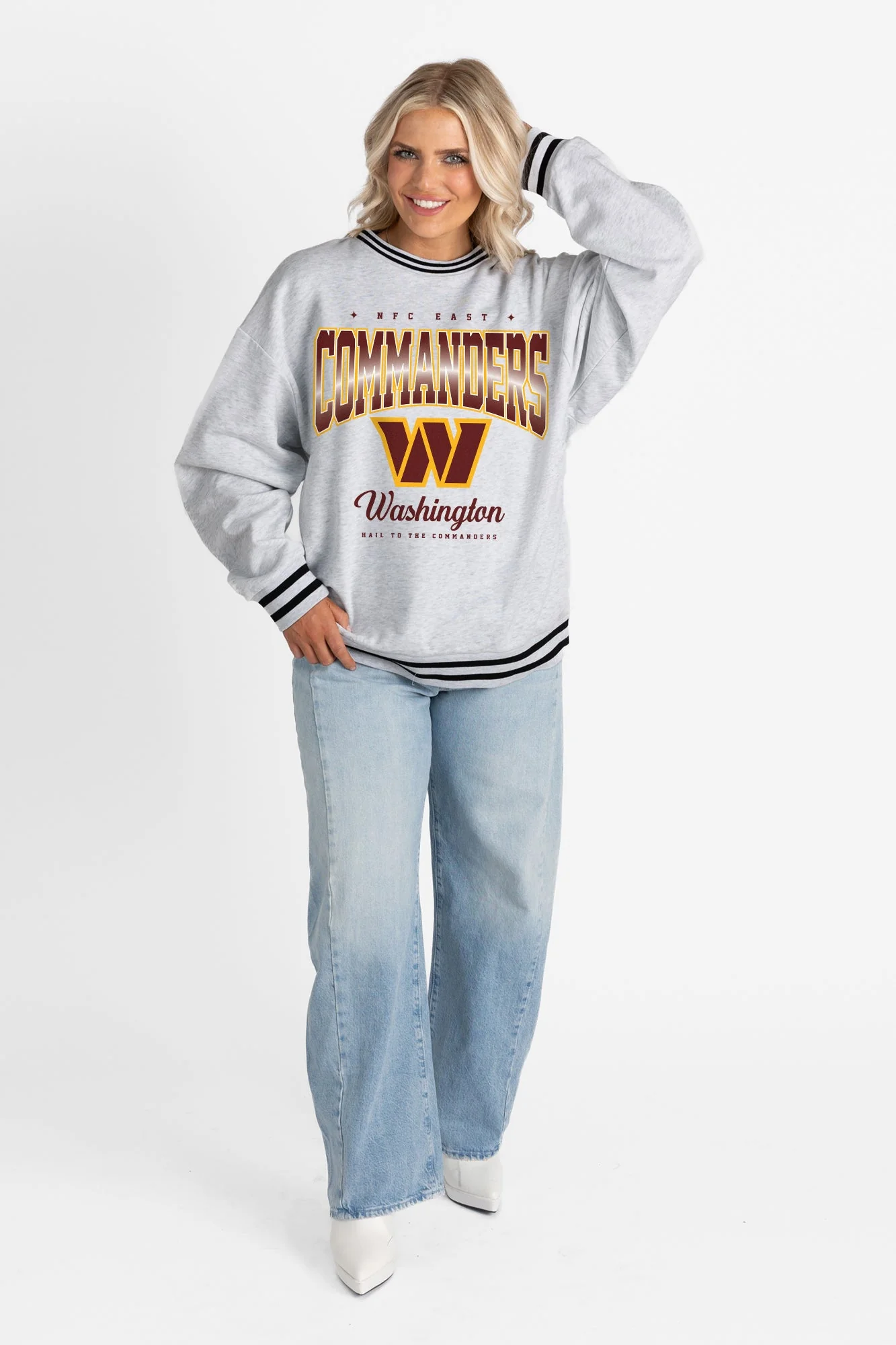 WASHINGTON COMMANDERS GRIDIRON DRIVE CREW FLEECE RINGER SWEATSHIRT - Image 6
