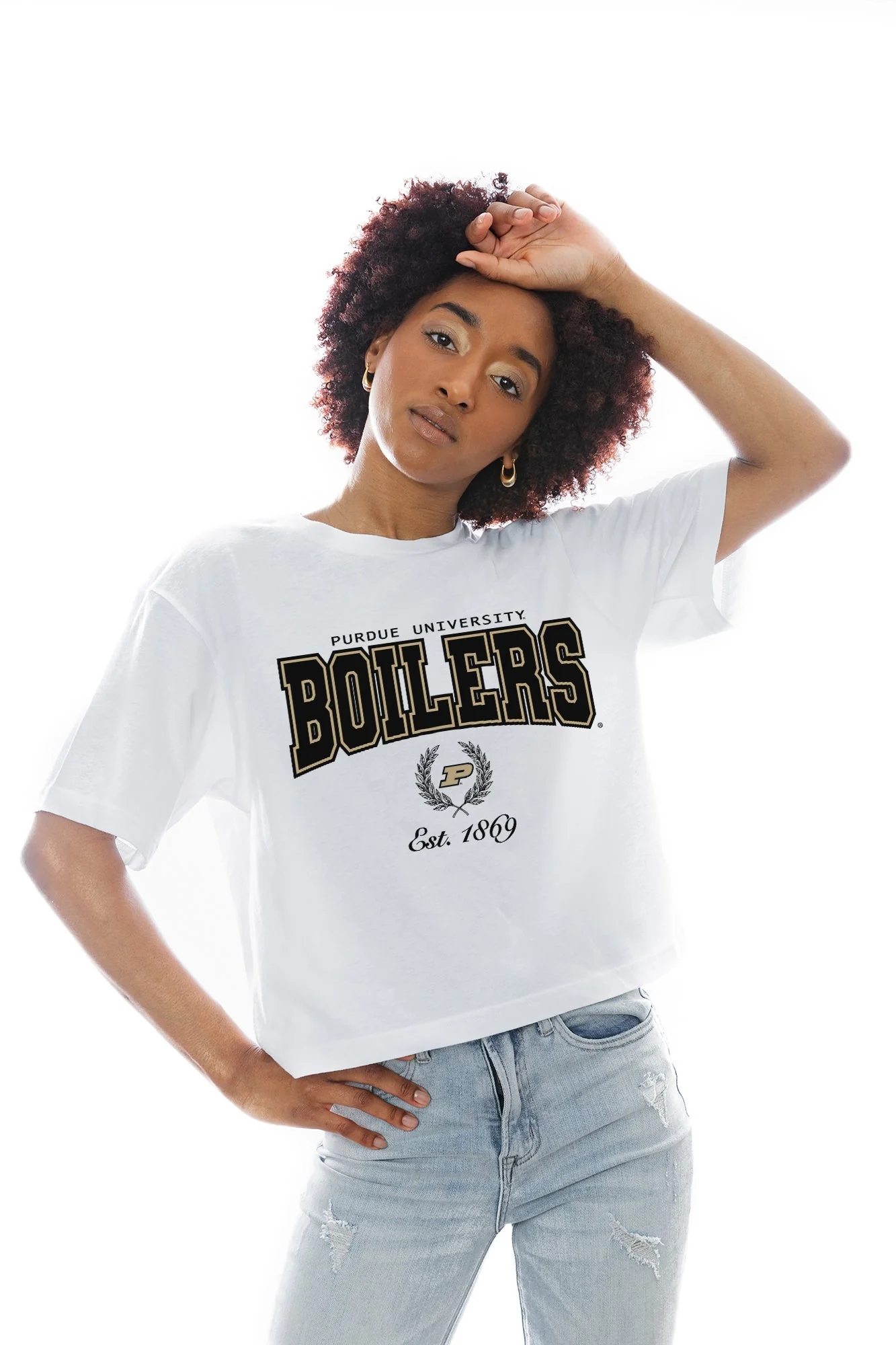 PURDUE BOILERMAKERS EASY WIN BOXY FIT CROP TEE - Image 3