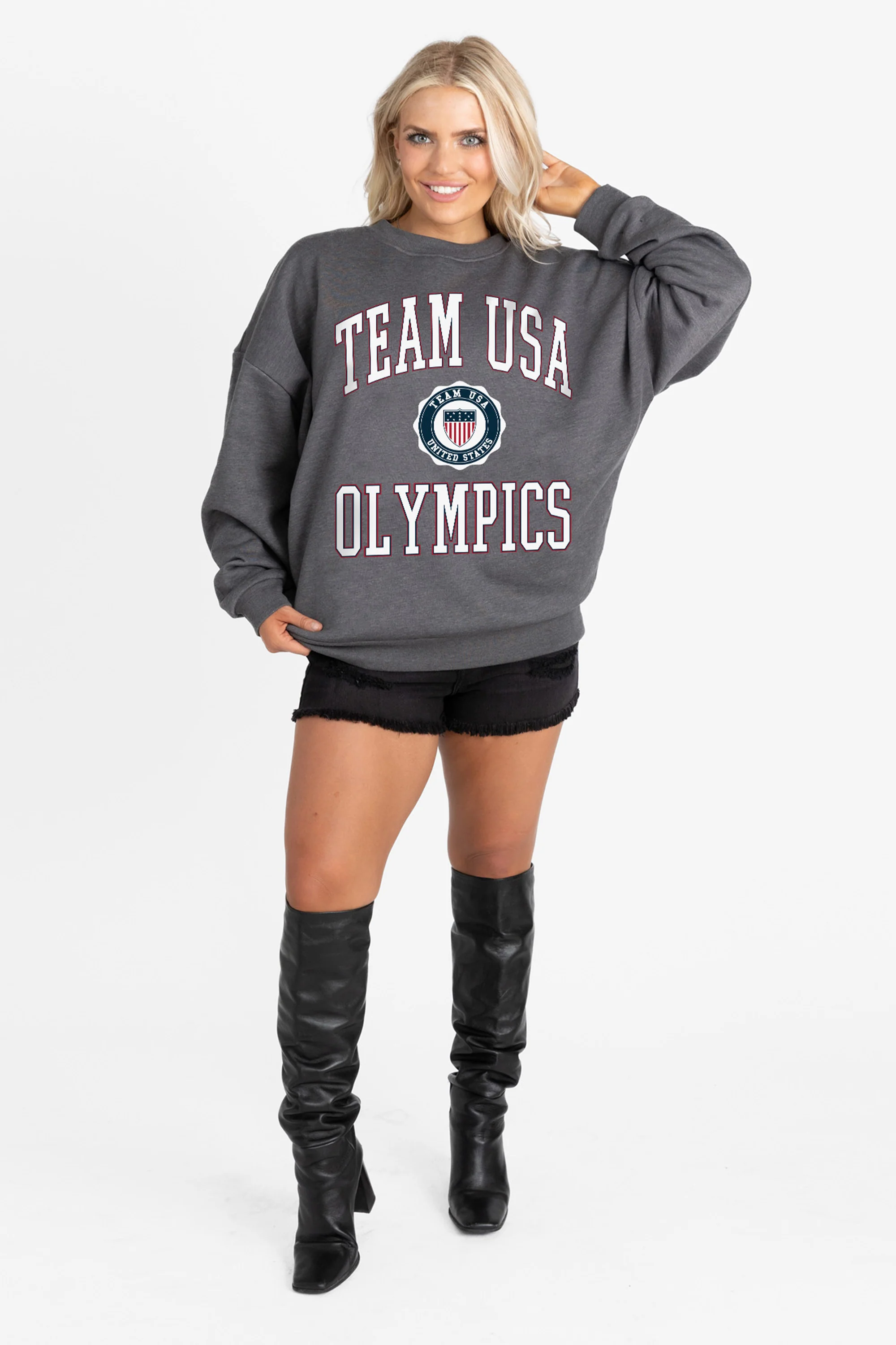 TEAM USA STAR SPANGLED STYLE PREMIUM FLEECE DROP SHOULDER CREWNECK PULLOVER - Image 3