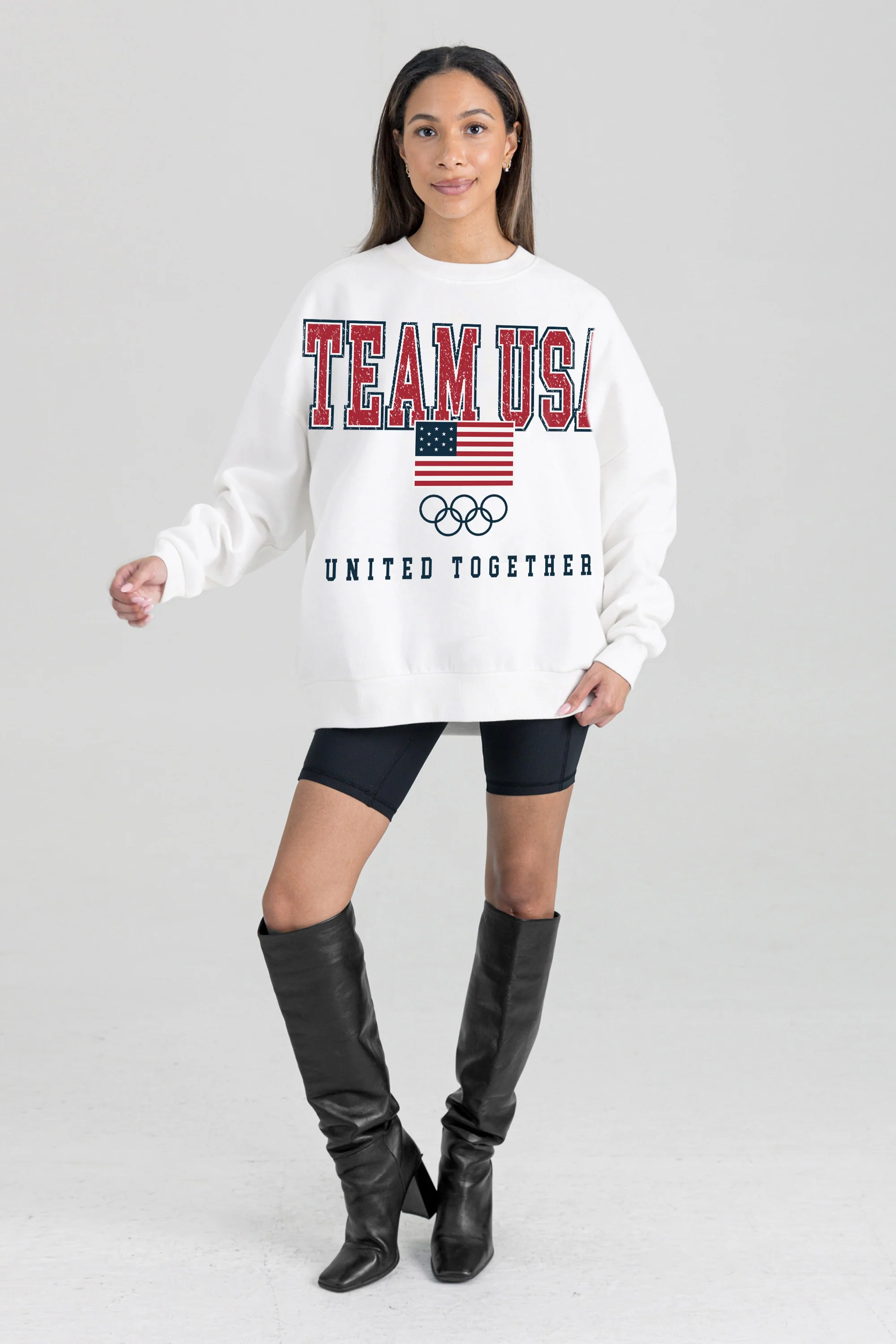 TEAM USA UNITED TOGETHER PREMIUM FLEECE DROP SHOULDER CREWNECK PULLOVER - Image 3