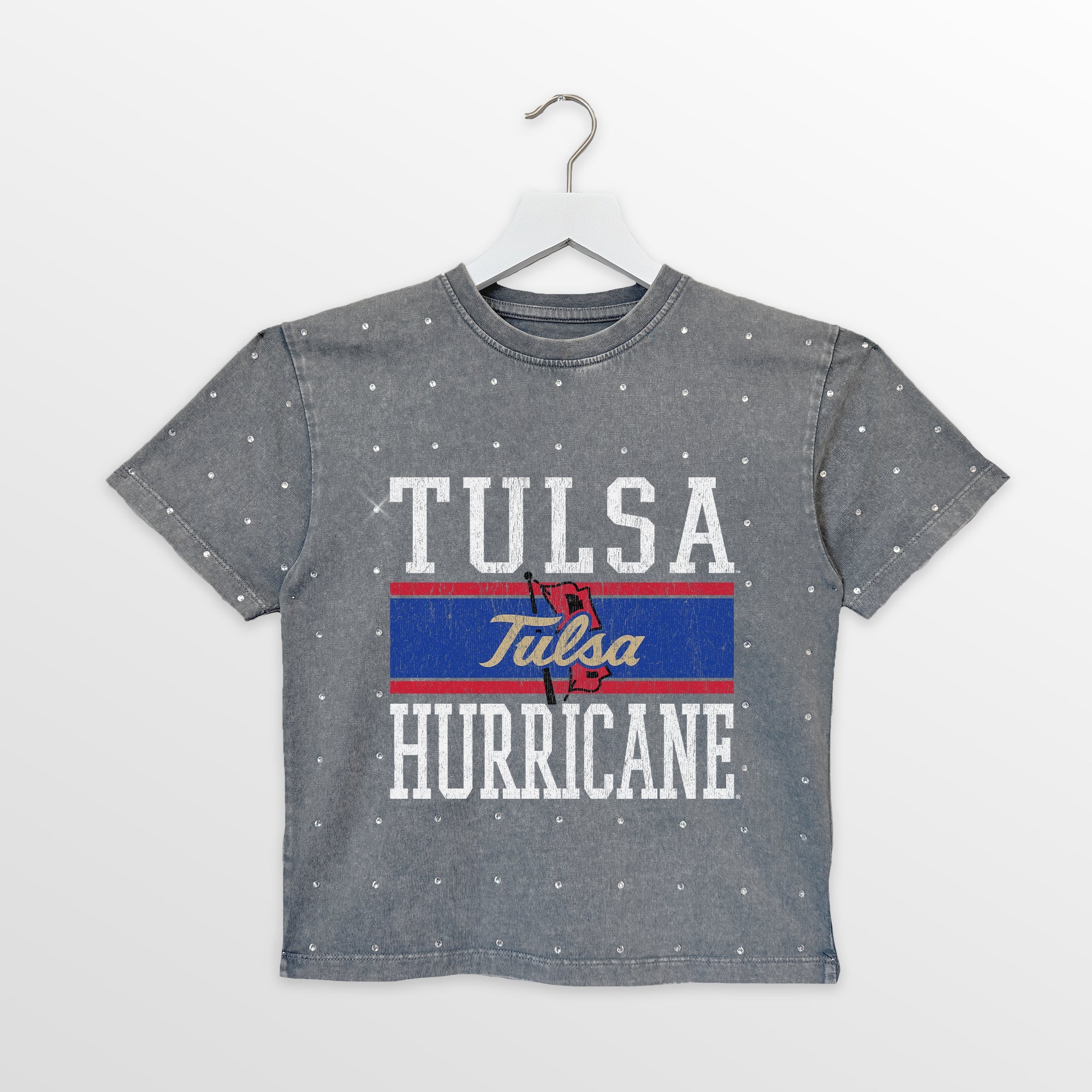 TULSA GOLDEN HURRICANE ON THE BALL KIDS MINI RHINESTONE OVERSIZED TEE - Image 4