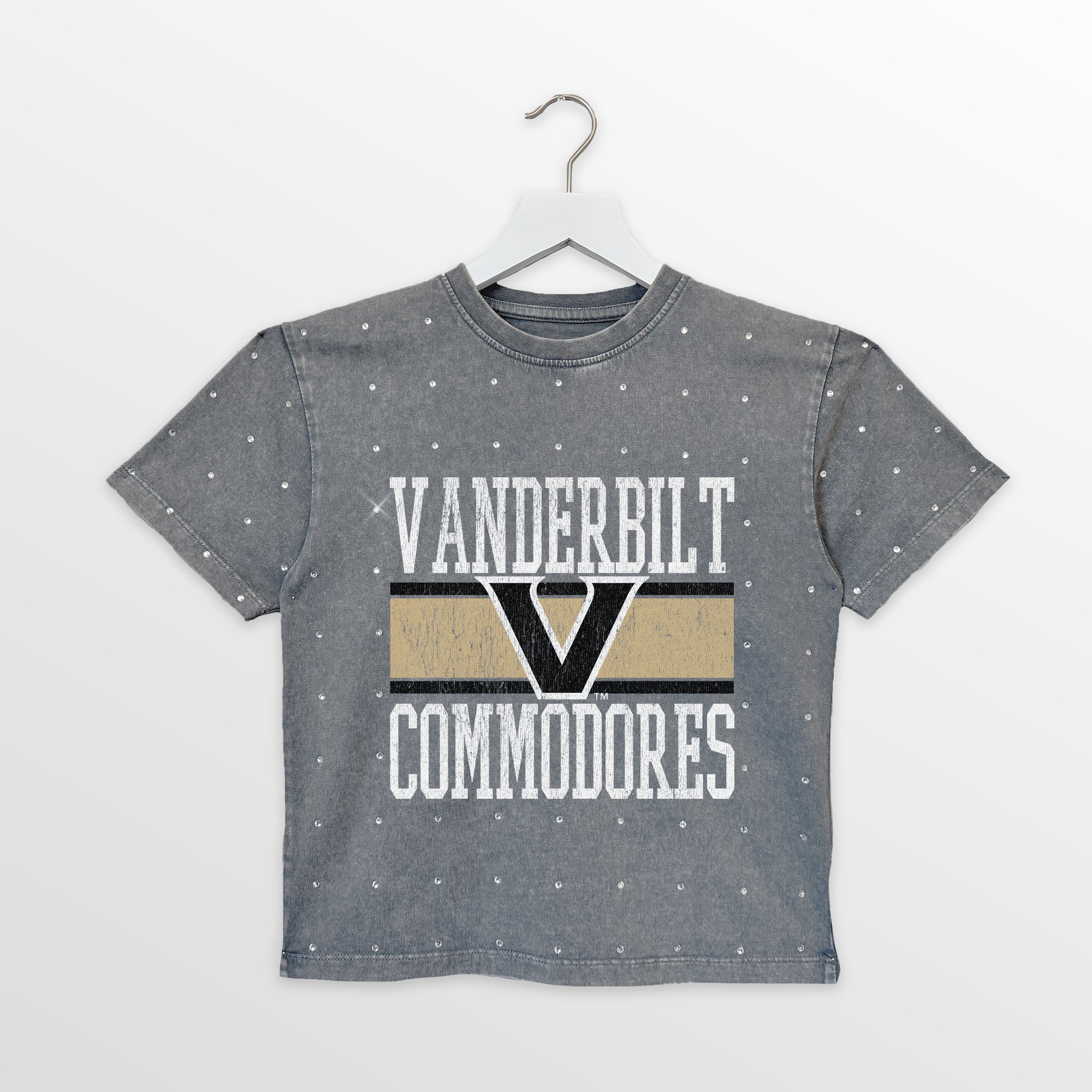 VANDERBILT COMMODORES ON THE BALL KIDS MINI RHINESTONE OVERSIZED TEE - Image 4