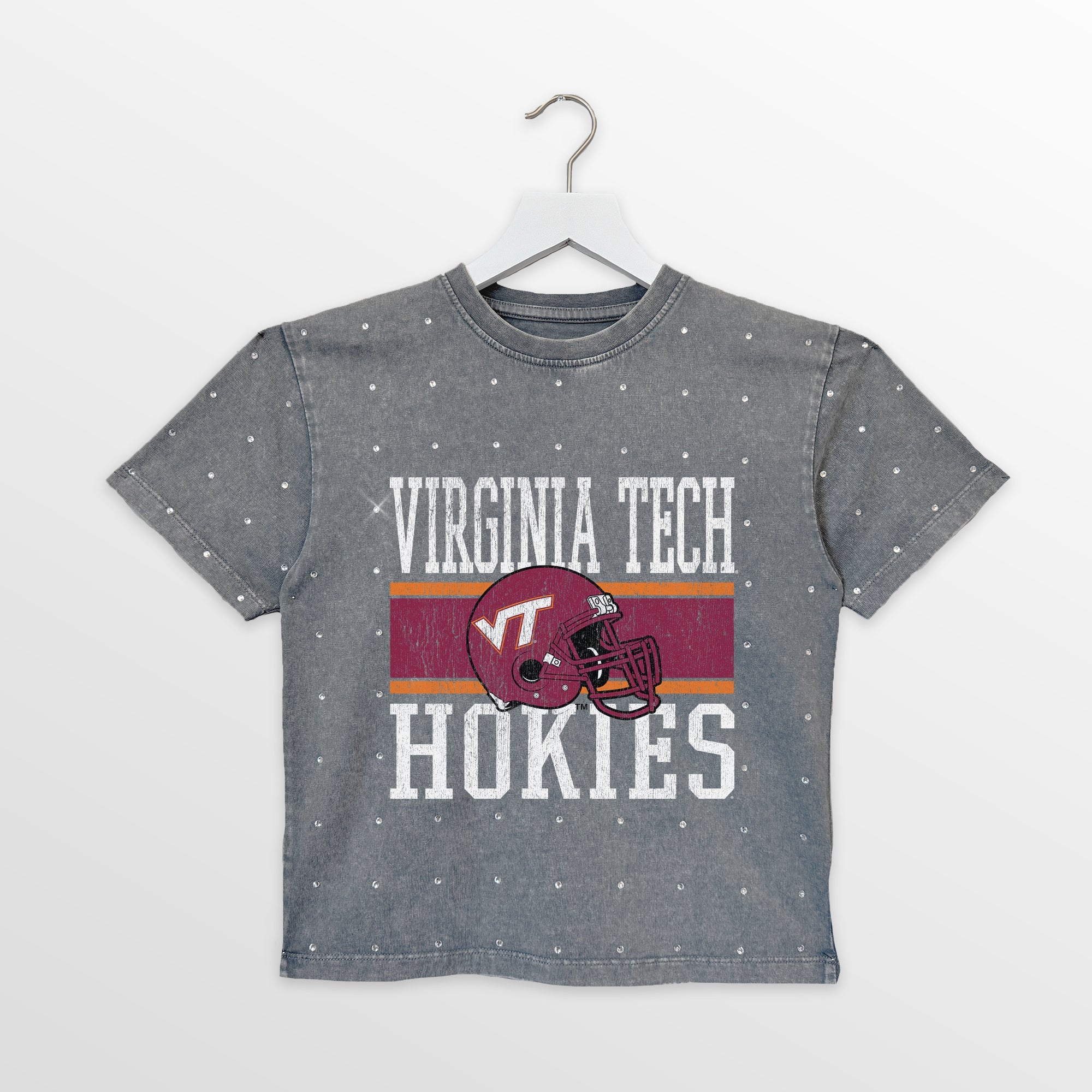 VIRGINIA TECH HOKIES ON THE BALL KIDS MINI RHINESTONE OVERSIZED TEE - Image 4