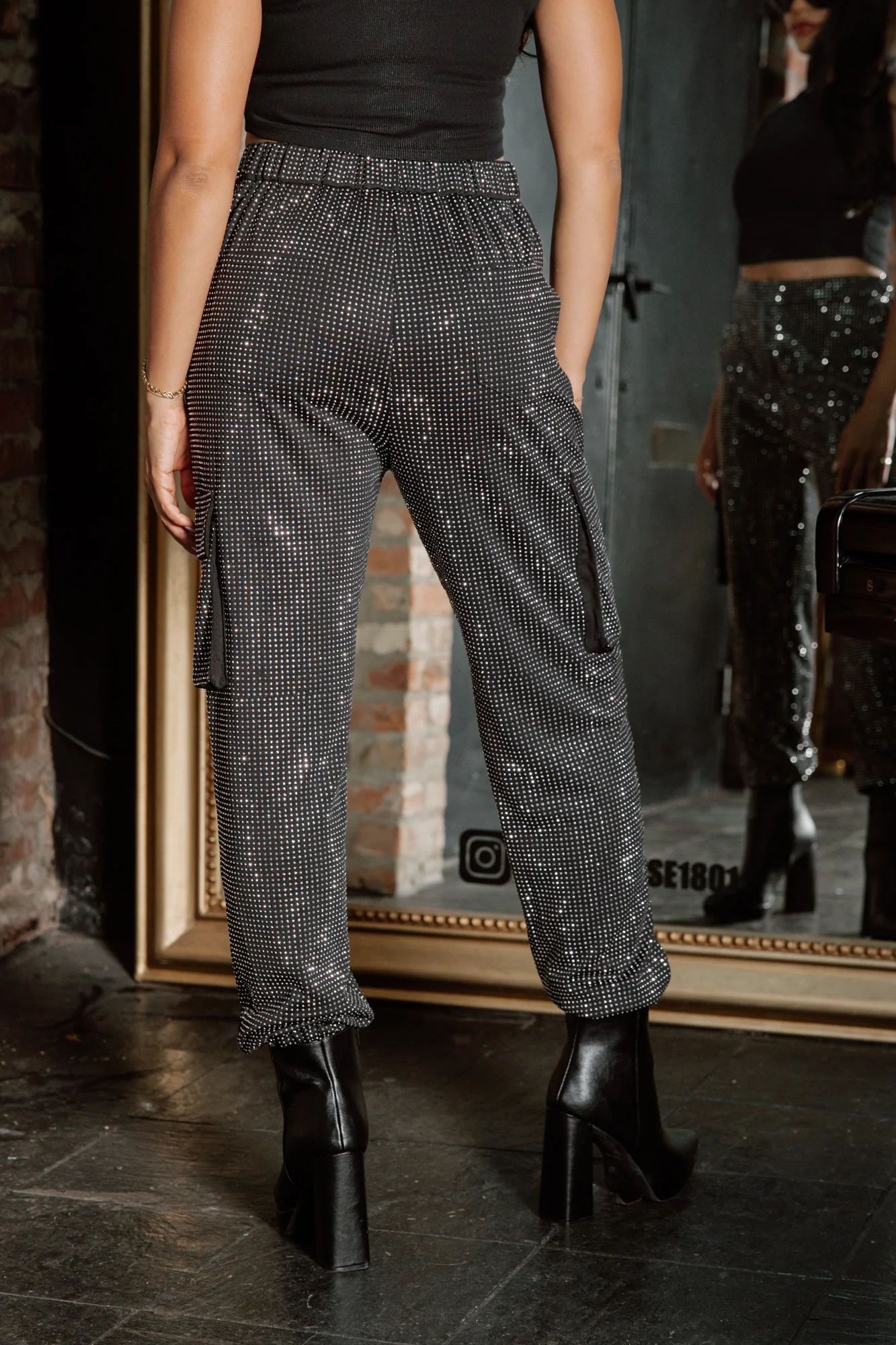 WREN RHINESTONE CHIC CARGO JOGGERS IN SILVER - Image 4