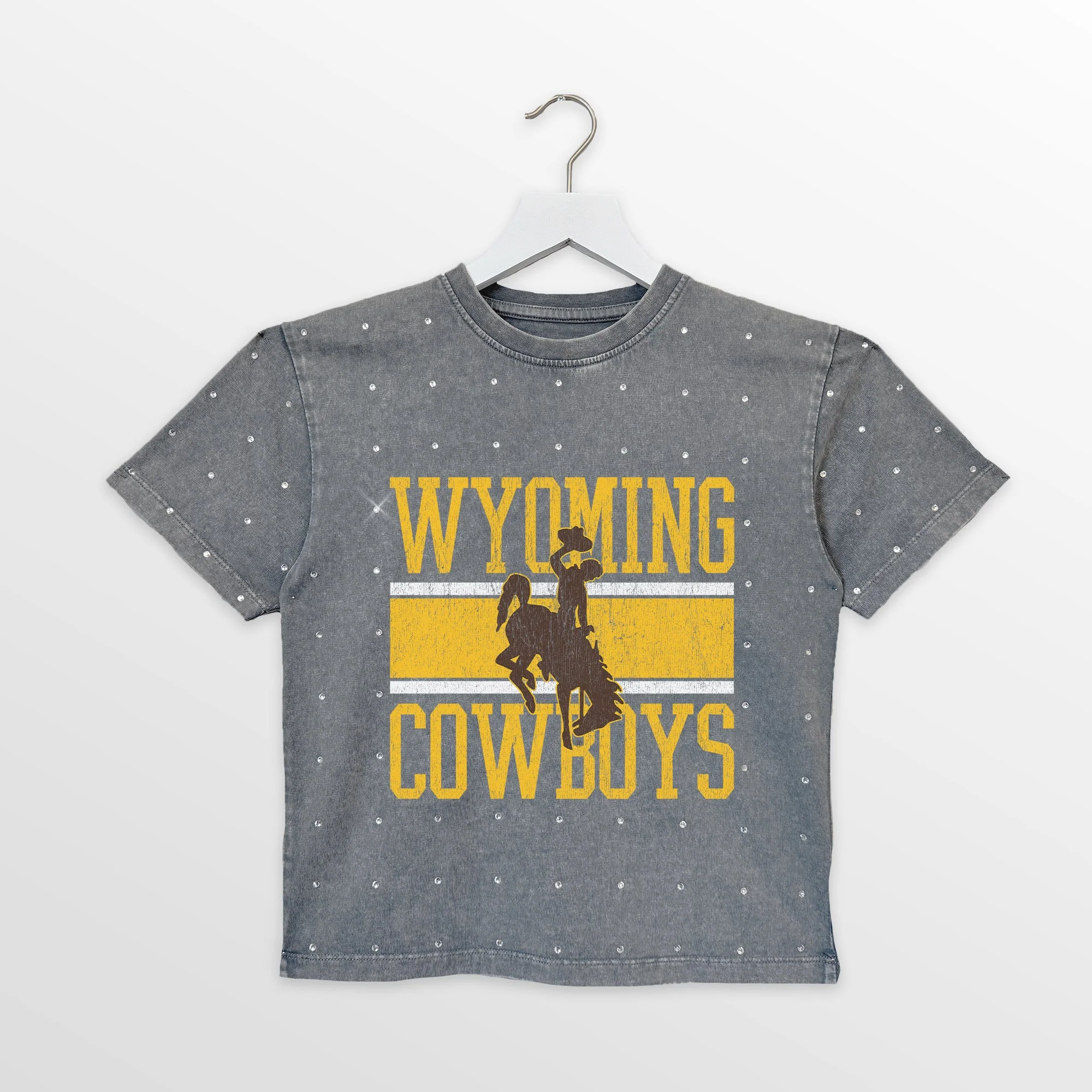 WYOMING COWBOYS ON THE BALL KIDS MINI RHINESTONE OVERSIZED TEE - Image 4